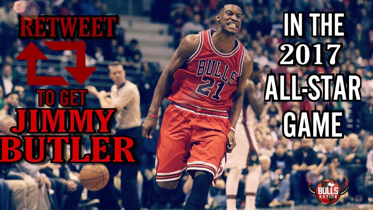 BullsNationCP's tweet photo. LAST CHANCE TO GET JIMMY BUTLER IN THE ALL STAR GAME! RT TO HELP HIM OUT! #NBAVote #BullsNation https://t.co/0L4TJ63bsO