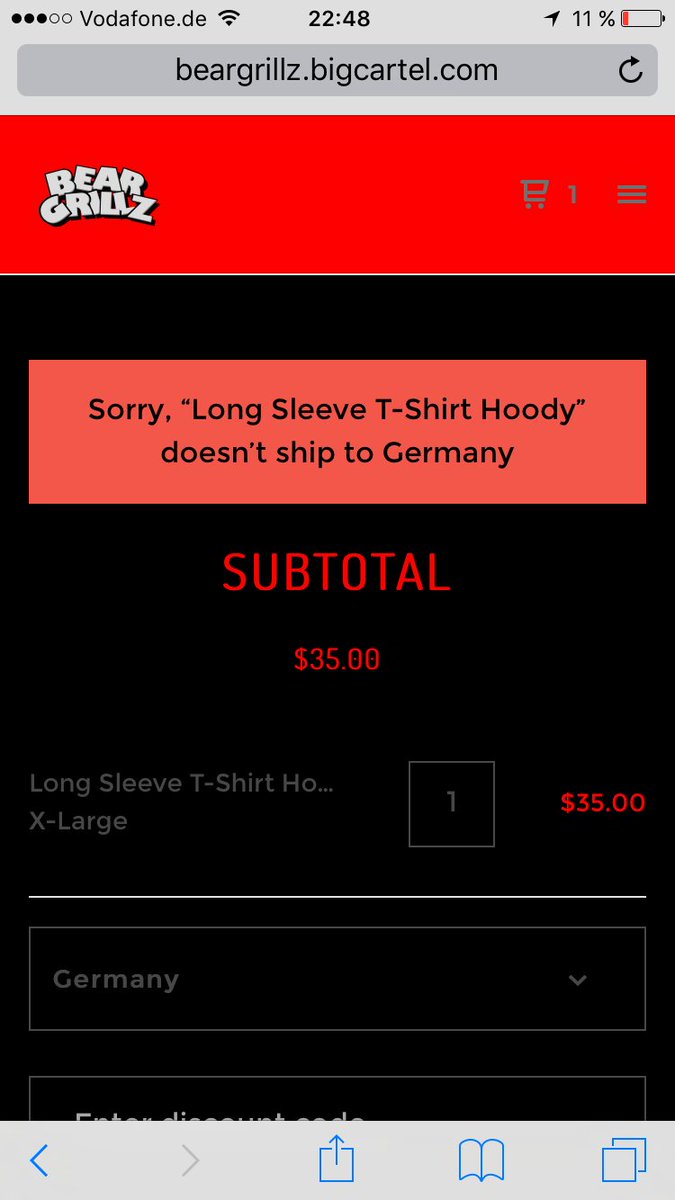 officialflobu's tweet photo. @itsbeargrillz so sad that you don't ship to Germany...😶 https://t.co/2shwEaC3Vz