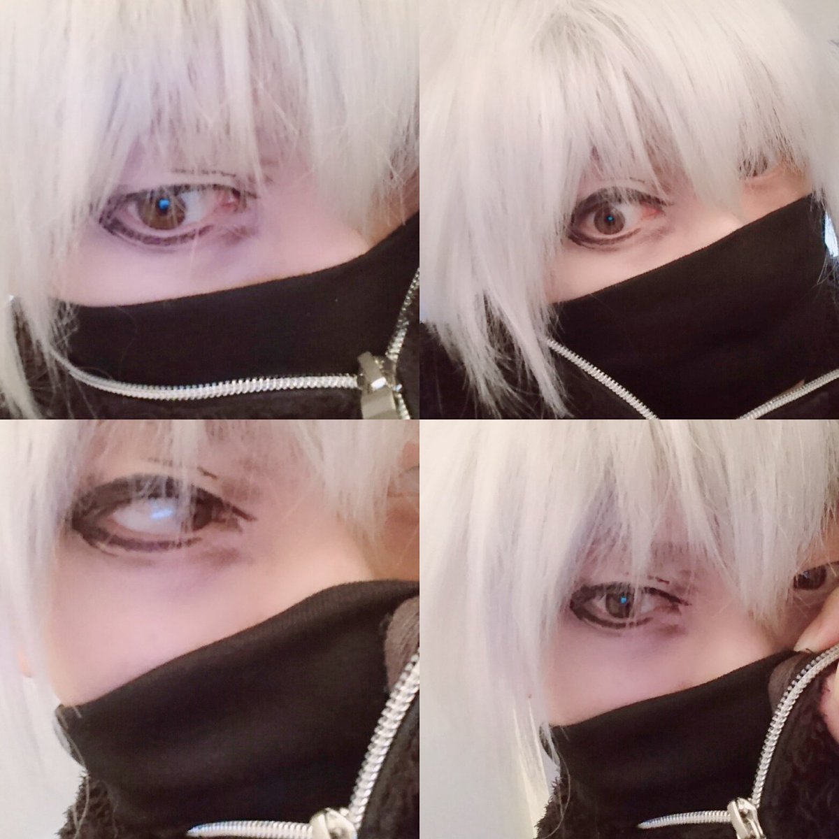Kei 仕事行く前にカネキメイク練習 カラコン無し コスプレ コスプレレイヤー 東京喰種 東京喰種キャラの自撮りが見たい 金木