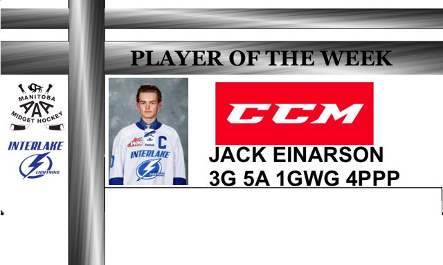 MBAAAU18's tweet photo. Congratulations to @EinarsonJack of the @MidgetLightning on being named the @CCMHockey Player of the Week 
https://t.co/Nmuuvvaupd https://t.co/mu5DpvTcF4