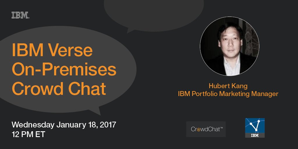 HCLDigital's tweet image. Live chat about IBM Verse On-Premises with @kanghubert &amp;amp; @ms_krista on 1/18. Set a calendar reminder at: spr.ly/60158uXcD #ibmconnect