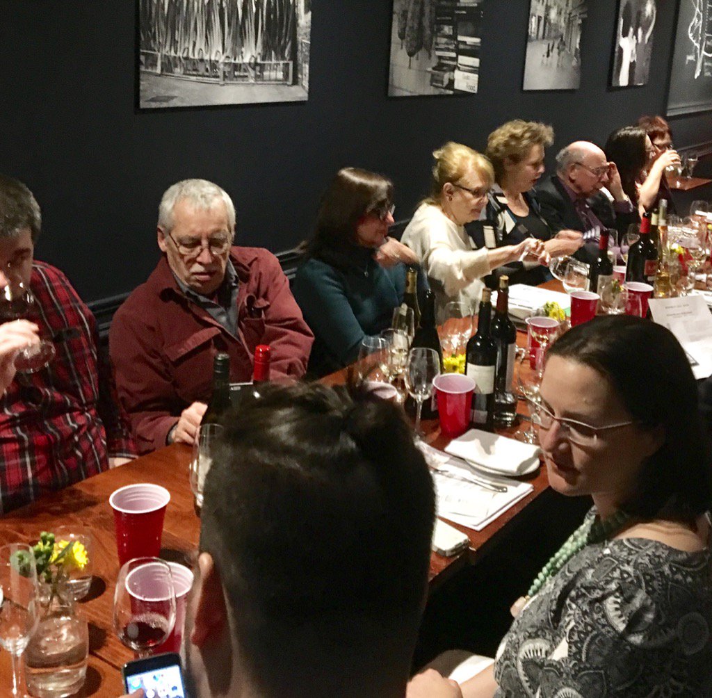 alanmcginty's tweet photo. Settling in for Wine Writers' Circle dinner at Tutti Matti - lots of cool wines like a 2010 Exultet Chard from PEC https://t.co/nWIDEoV6yy