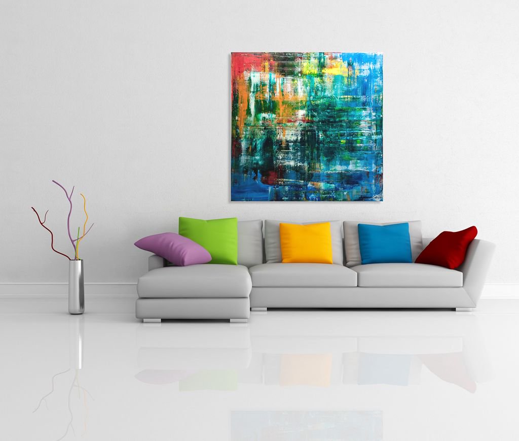 Reflections 18 in situ by <a href="/madart_ny/">Marco Domeniconi</a> - 48x48 Acrylic on Canvas #abstractart #nycart #modernart