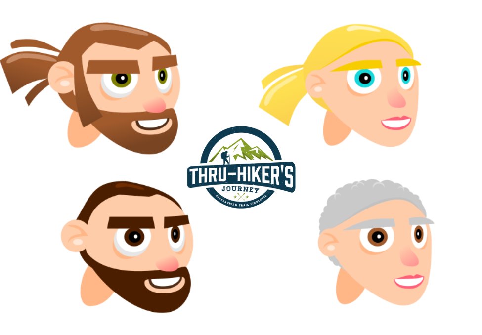 Finally drawing the remaining characters for the game. There will 16 total! What should I name these 4?! #hiking #indiegamedev #gameart