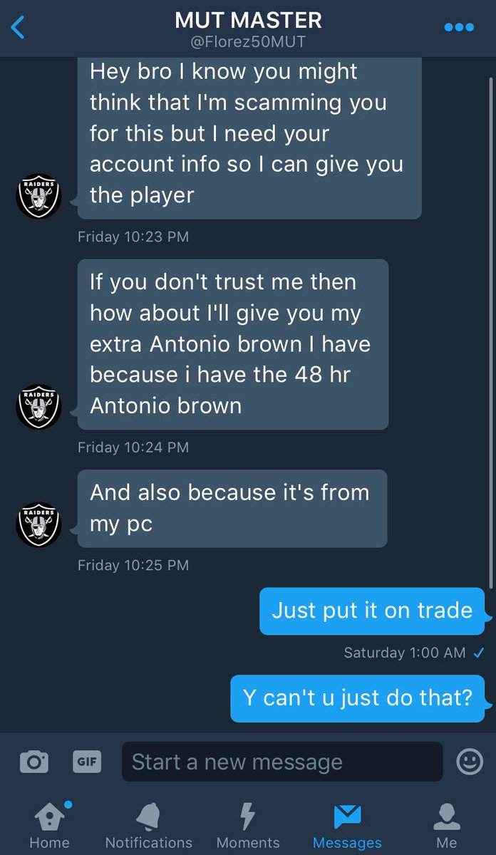 Crunch_MUT's tweet image. Report @Florez50MUT for trying to scam me to win this giveaway. Retweet pls so other people know and won't get scammed.