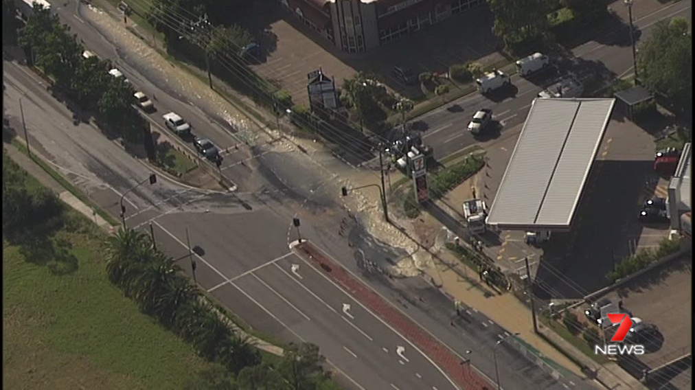 A water main has burst on Compton Road at Woodridge. 7News 7NEWS