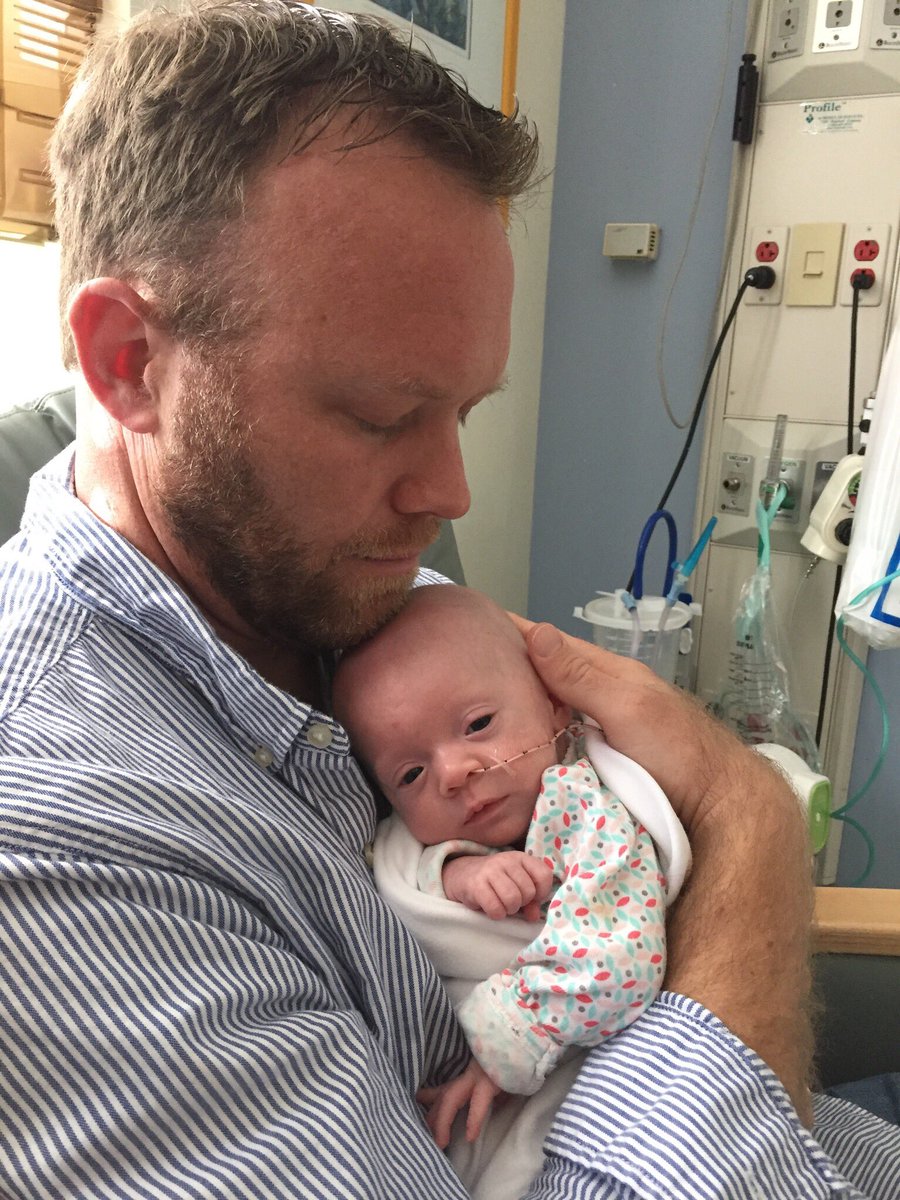 CalebHurd's tweet photo. Kate will have her 2nd surgery tomorrow. This time for a gtube in her belly. It will get us home faster, but I'm still a dad &amp; worried https://t.co/TDV1O2NO47