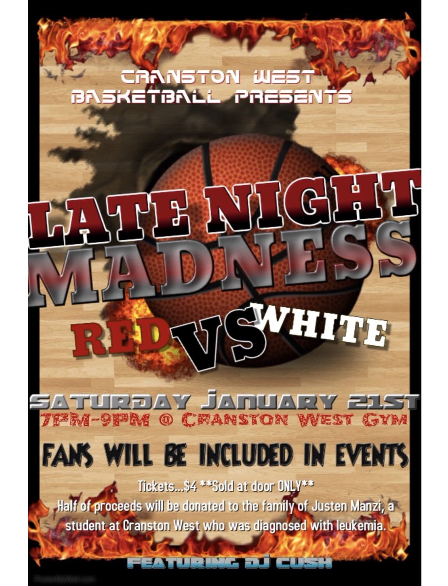 CHSWREDSTORM's tweet photo. THIS SAT, JAN 21 IS THE FIRST ANNUAL #LATENIGHTMADNESS!! HALF OF THE PROCEEDS WILL GO TO THE FAMILY OF JUSTEN MANZI! COME OUT &amp; SUPPORT! https://t.co/q3x7PoF2rX