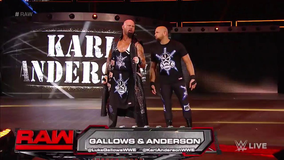 WWEUniverse's tweet photo. Can @LukeGallowsWWE &amp; @KarlAndersonWWE capture the #RAW #TagTeamTitles for the very first time RIGHT NOW?! https://t.co/BPNVzrIsKz