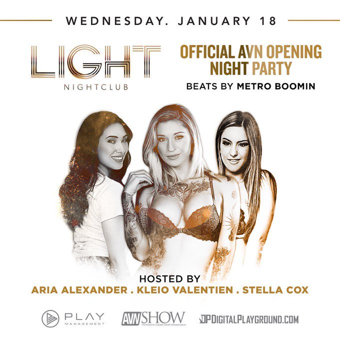 Don't miss the official AVN opening party hosted by me @ariaalexanderxo &amp; @KleioValentien #AVN @AEexpo<a href="/tag/avn"class="tags"><span>#avn</span></a>