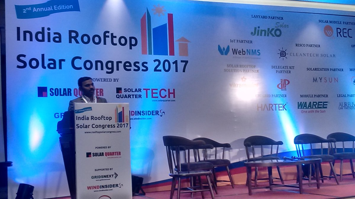 SolarQuarter's tweet photo. Mr.PrabhuRamachandran, Director @WebNMSIoT presenting Internet of things for Solar Farm #IRSC2017 https://t.co/loYDbEeD2y