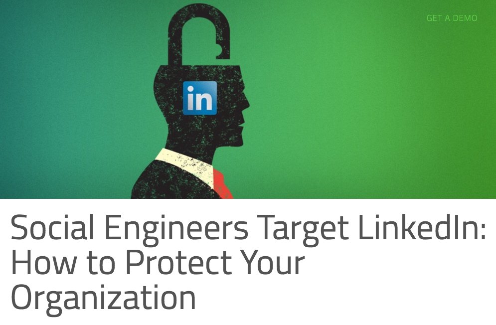 BlackBerrySpark's tweet photo. Train employees on the risks of social engineering on LinkedIn. Attackers can get employee usernames/pswds  https://t.co/vGObjLotay #infosec https://t.co/8uhR4IzzPO