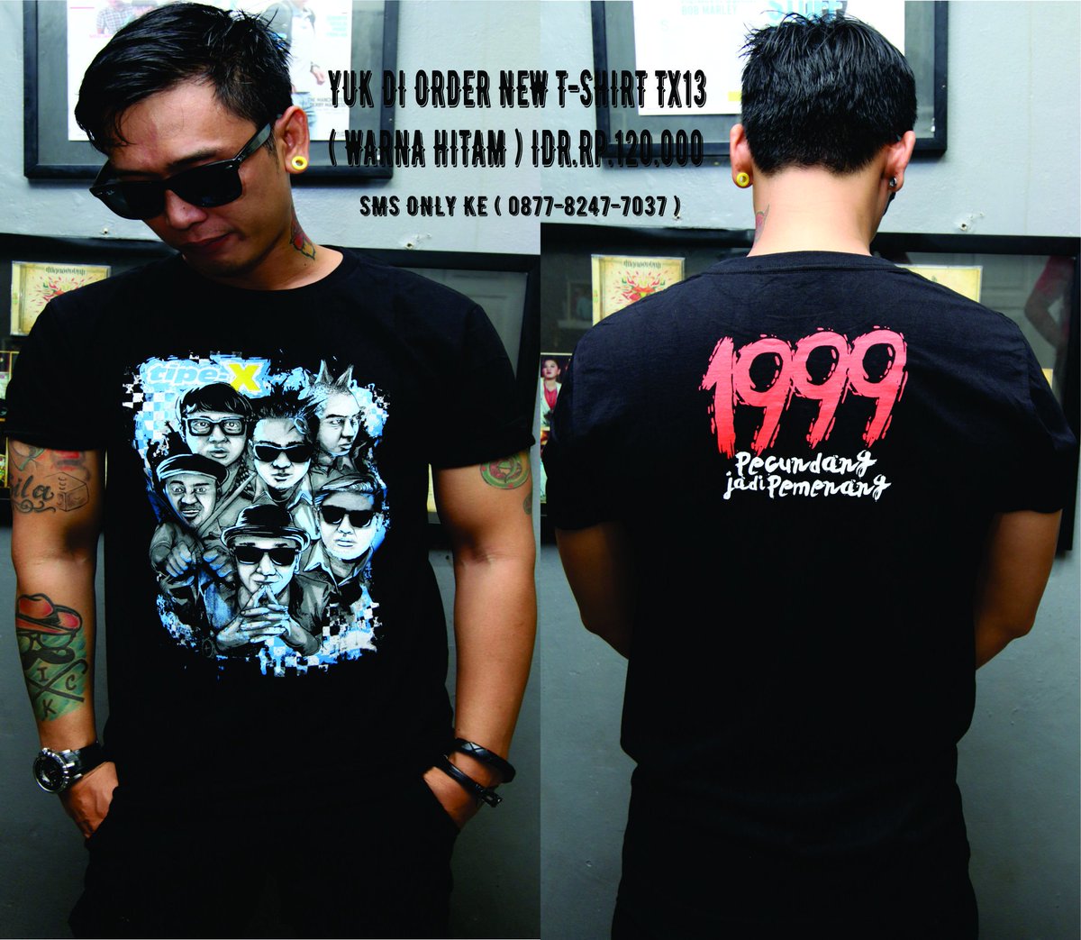 TipexBand's tweet photo. Masih ada ya NEW t-shirt TIPE-X Kode baju : tx13..Warna baju : Hitam. Harga : Rp. 120.000; SMS ke 0877-8247-7037. size S,M,XL,XXL,XXXL https://t.co/B4L7tA5PGz