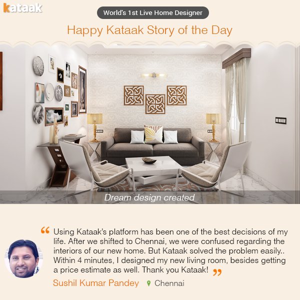 Kataakcom's tweet photo. #StoryOfTheDay: See how Kataak helped our esteemed customer Sushil Kumar Pandey. Visit https://t.co/yTzB0h7Qxt for #DIY #InteriorDesigning https://t.co/NULXdZl6ym