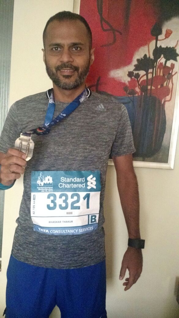 bhaskarthakur's tweet photo. Thank you Mumbai! #SCMM17 done. 04:03:27 on a humid day. Missed under 4 finish. However, enjoyed the Run https://t.co/ig4fSqiCH4