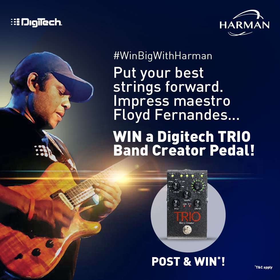 HarmanProIndia's tweet photo. Participate in the #DigiTechTrio #Contest, send your 1 min solo on #guitar, impress #celebrityjudge #FloydFernandes and #WinBigWithHarman https://t.co/TniAmnCOIU
