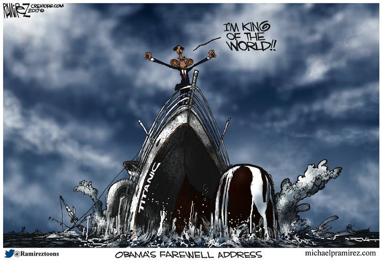CarrollStandard's tweet photo. Actually, Obama slithered onto the first lifeboat blending in with the children. It's what cowards do. #NoNobility #Toonsday @Ramireztoons https://t.co/WCZtFkhbcM