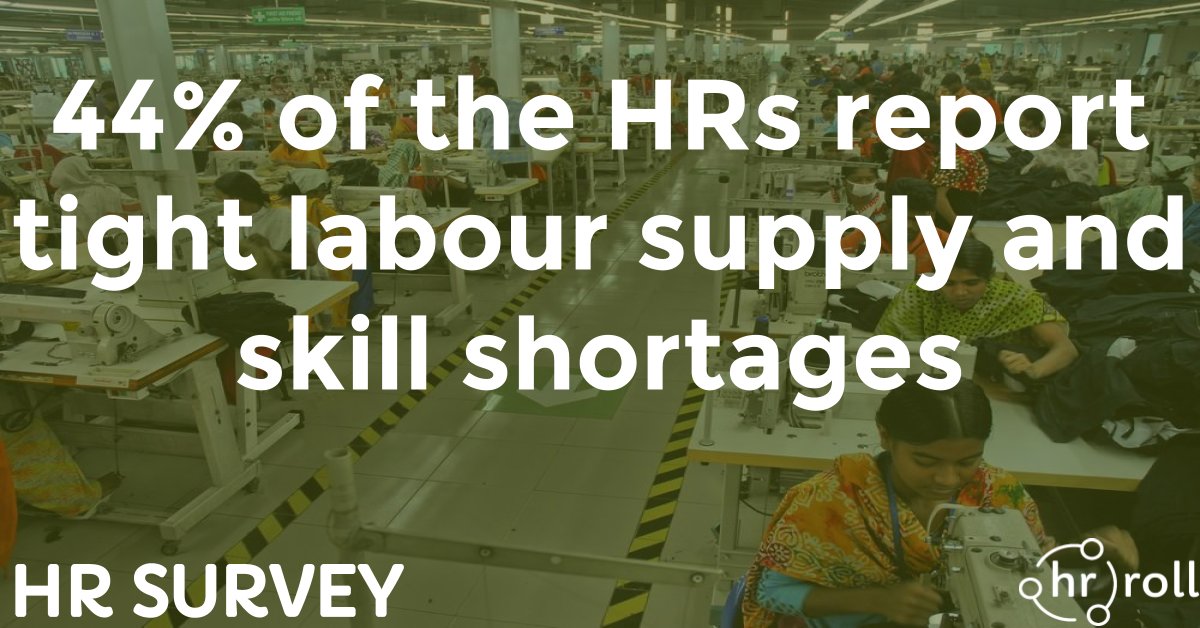 MyHRRoll's tweet photo. 44% of the #HRs report tight #Labour #Supply and #Skill Shortages.
#HRSurvey #HRWorld #HRPeople #InsideHR #HRTech #HrRoll https://t.co/C0uediMnM9