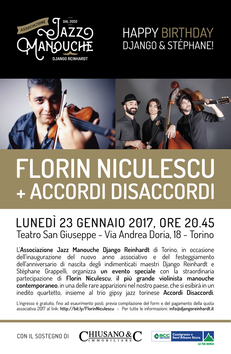 AccorDisaccordi's tweet photo. -6 giorni a #FlorinNiculescu + #AccordiDisaccordi a #Torino - Info: https://t.co/kuVH3JIHE2 @AssJazzManouche @StampaTorino @torinojazzfest https://t.co/rCuHDkdJ1M