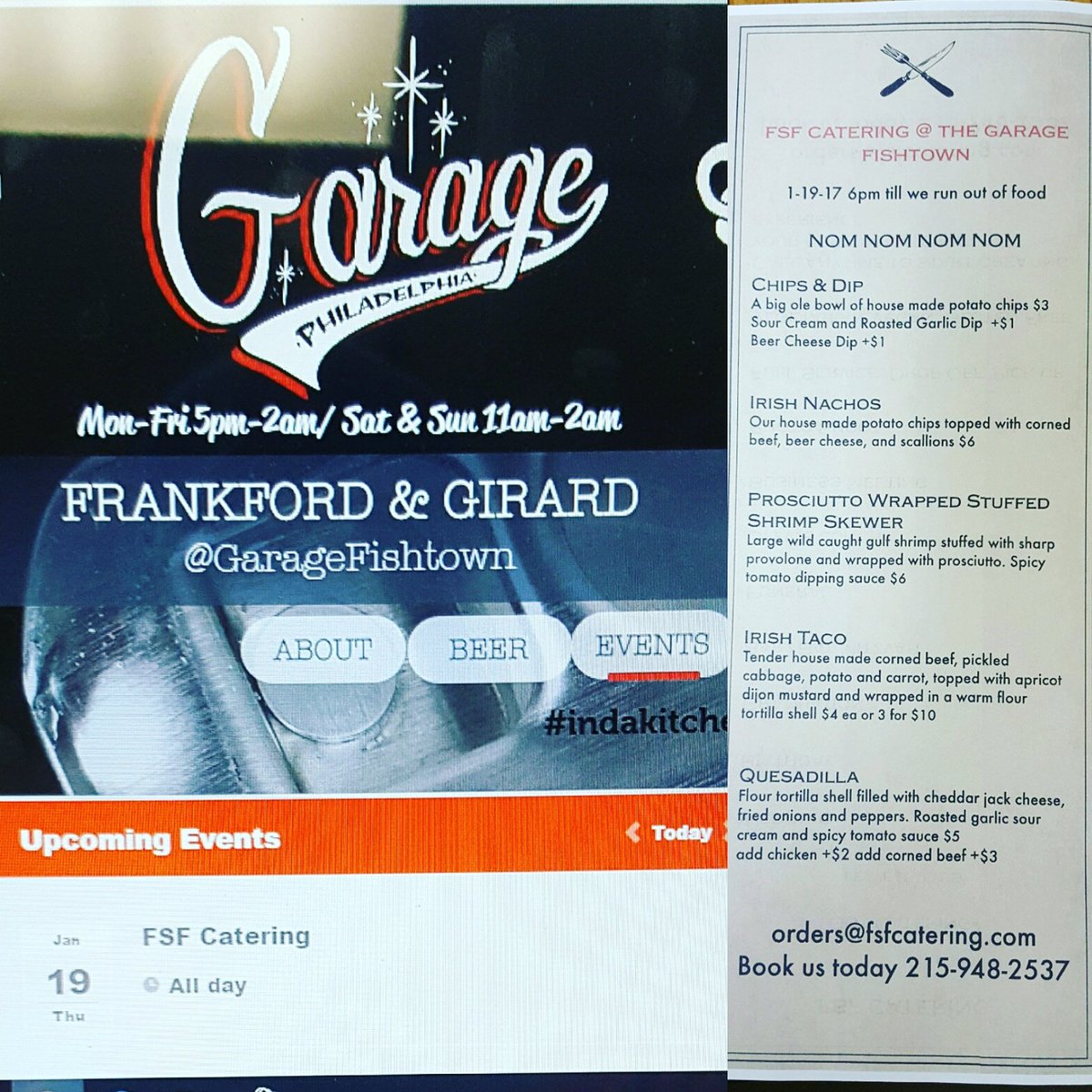 Come out this Thursday 1-19-17 6pm-???? to #garage #fishtown and get some of our yummy food I know you been missing or wanting to try.