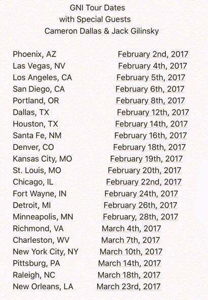 I'm so excited to embark on this tour! #GNITour2017 🙌🏻💙 it'll be a lot of fun!