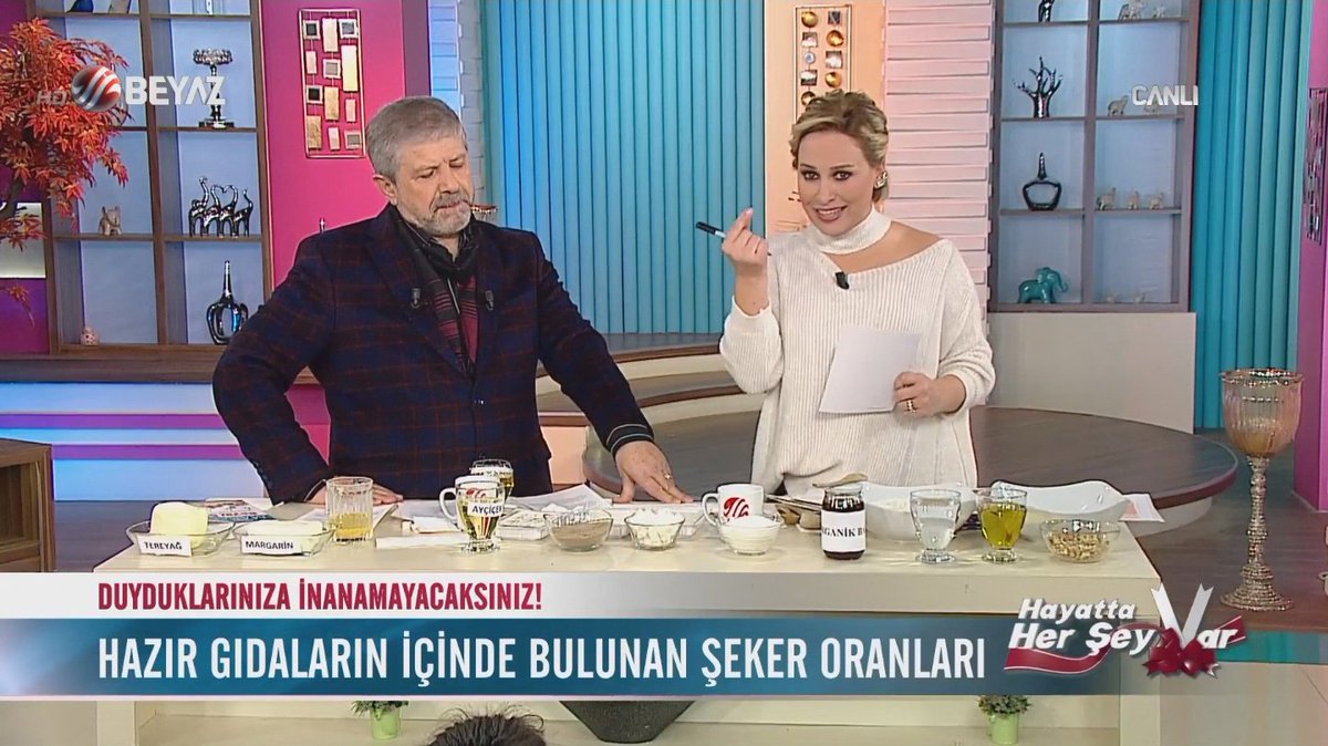 NuansLife's tweet photo. Ahmet #Maranki, #BeyazTV 'de #HayattaHerseyVar 'da Hazır gıdaların içinde bulunan şeker oranları ile ilgili bilgiler veriyor... https://t.co/5I9jARrRJ6