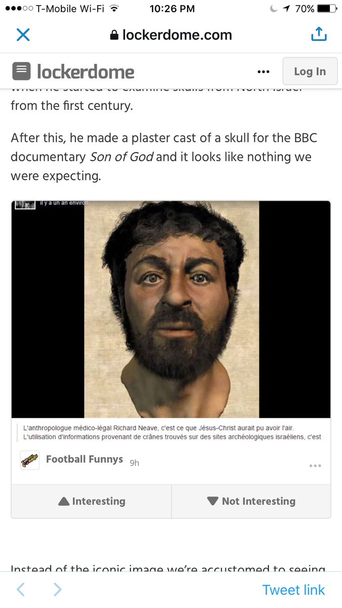 TomThom74's tweet photo. @303Mychal @SkepticNikki @GodsTruePromise @iamAtheistGirl This was a forensic scientist's best guess of a 1st century Jewish man. #NotAryan https://t.co/XAGfbudAgW