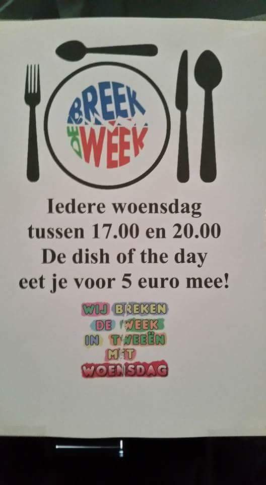 c_schot's tweet photo. Morgen weer woensdag en dus tijd voor breek de week.  Eet je mee!  Café De Schot https://t.co/OxUsgZZiur