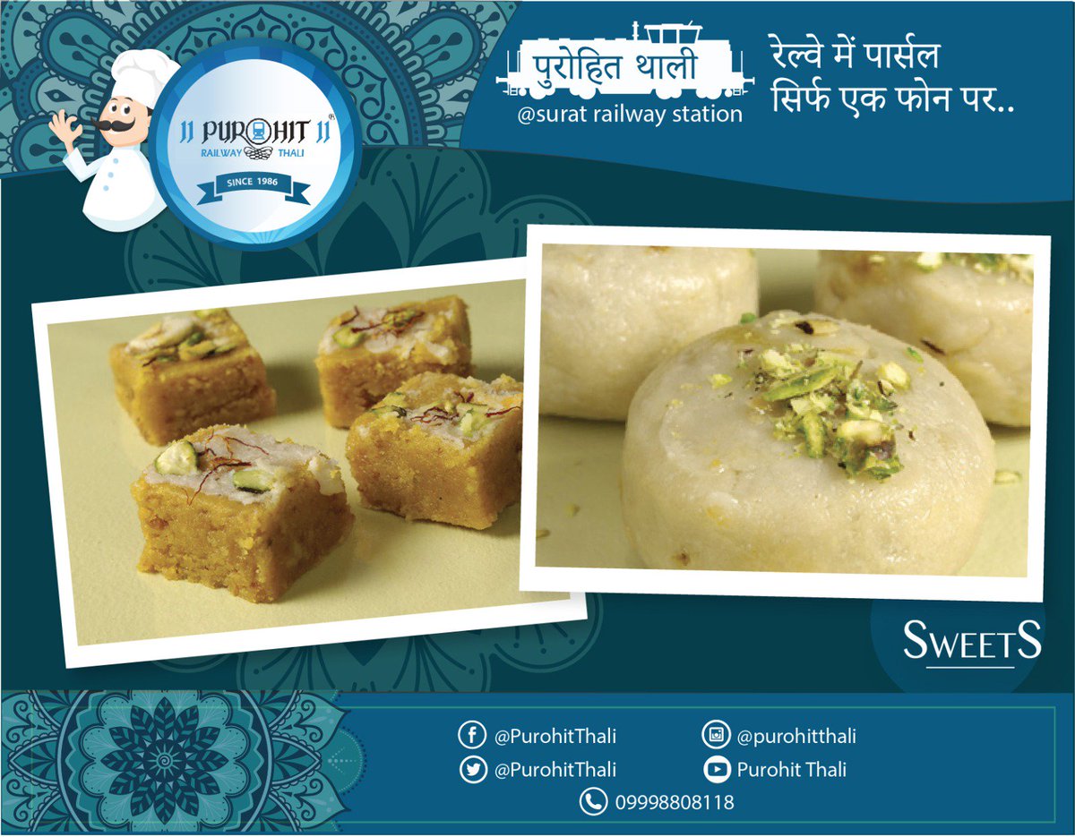 PurohitThali's tweet photo. Purohit Thali is full of different Tastes, Sweet Completes it.

#PurohitThali #Surat #fooddelivery #suratrailwaystation https://t.co/jMmb21MTOA