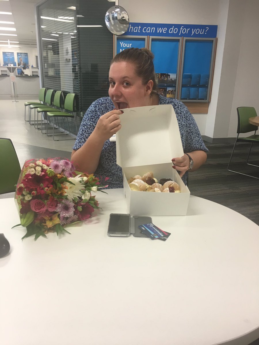 Proud moment for this young banker - Lauren! Flowers &amp; scones for exceeding customers expectations #whatwedomatters