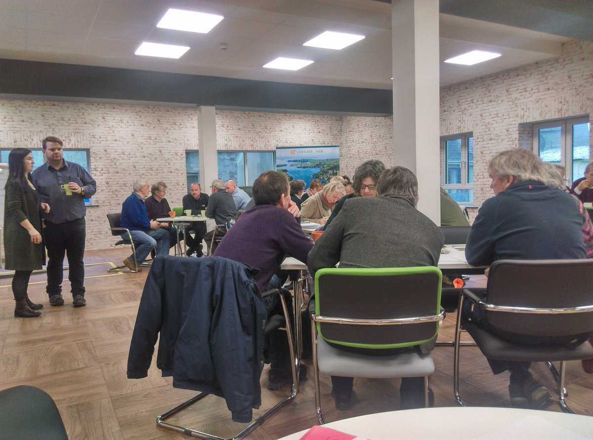 DeepMapsCork's tweet photo. Our first brainstorming session of the morning being overseen by @bredamoriarty1 and Rob McAllen of #uccBEES. #DeepMaps #Marine #Environment https://t.co/x5bSlEjb6U