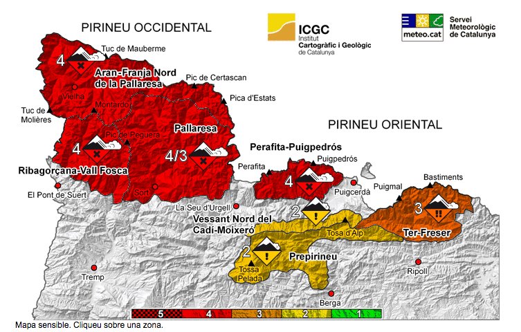 Si sortiu a fer muntanya seguiu les prediccions. Risc Alt o Molt Alt d'allaus a bona part del Pirineu #meteomuntanya bit.ly/2juFfha