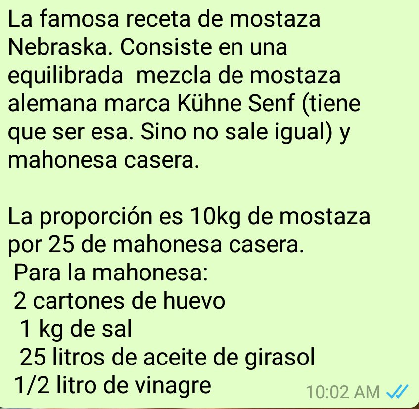 LO PROMETIDO ES DEUDA. AQUÍ ESTÁ LA RECETA DE LA FAMOSA #MostazaDeNebraska.  Disfrutenla y gracias  por  su apoyo. DIFUSIÓN MUNDIAL😂😂