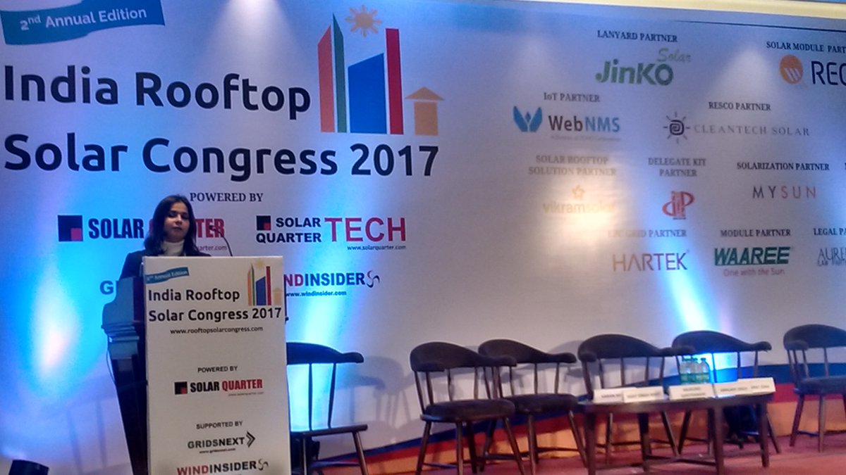 SolarQuarter's tweet photo. Ms.Divyanshu Sachdev, Co-Founder @MySunIndia speaks about Innovation in customer acquisition in #rooftopsolar #IRSC2017 https://t.co/TBUtMqKUAG