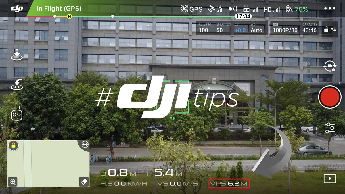 DJISupport's tweet image. When your VPS (Vision Positioning System) is active, you can see the altitude as measured by it in DJI GO. #djitips