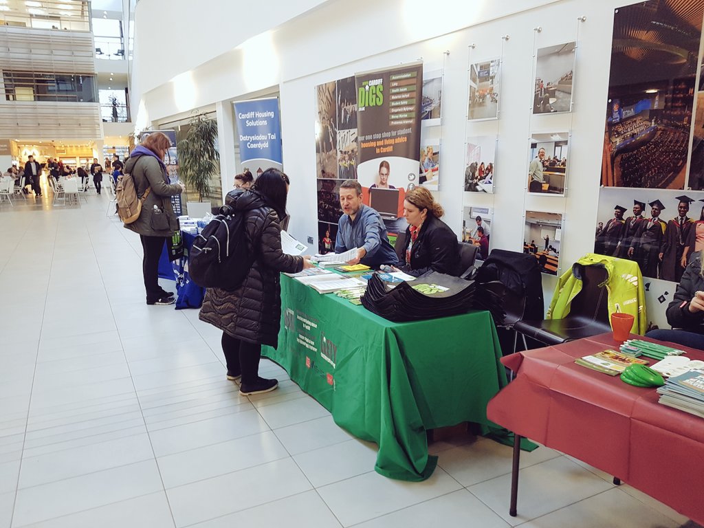 <a href="/cardiffmet/">Cardiff Metropolitan University</a> housing fayre has started in the Atrium Llandaff campus. Come talk to us before 3pm about your housing queries #renting