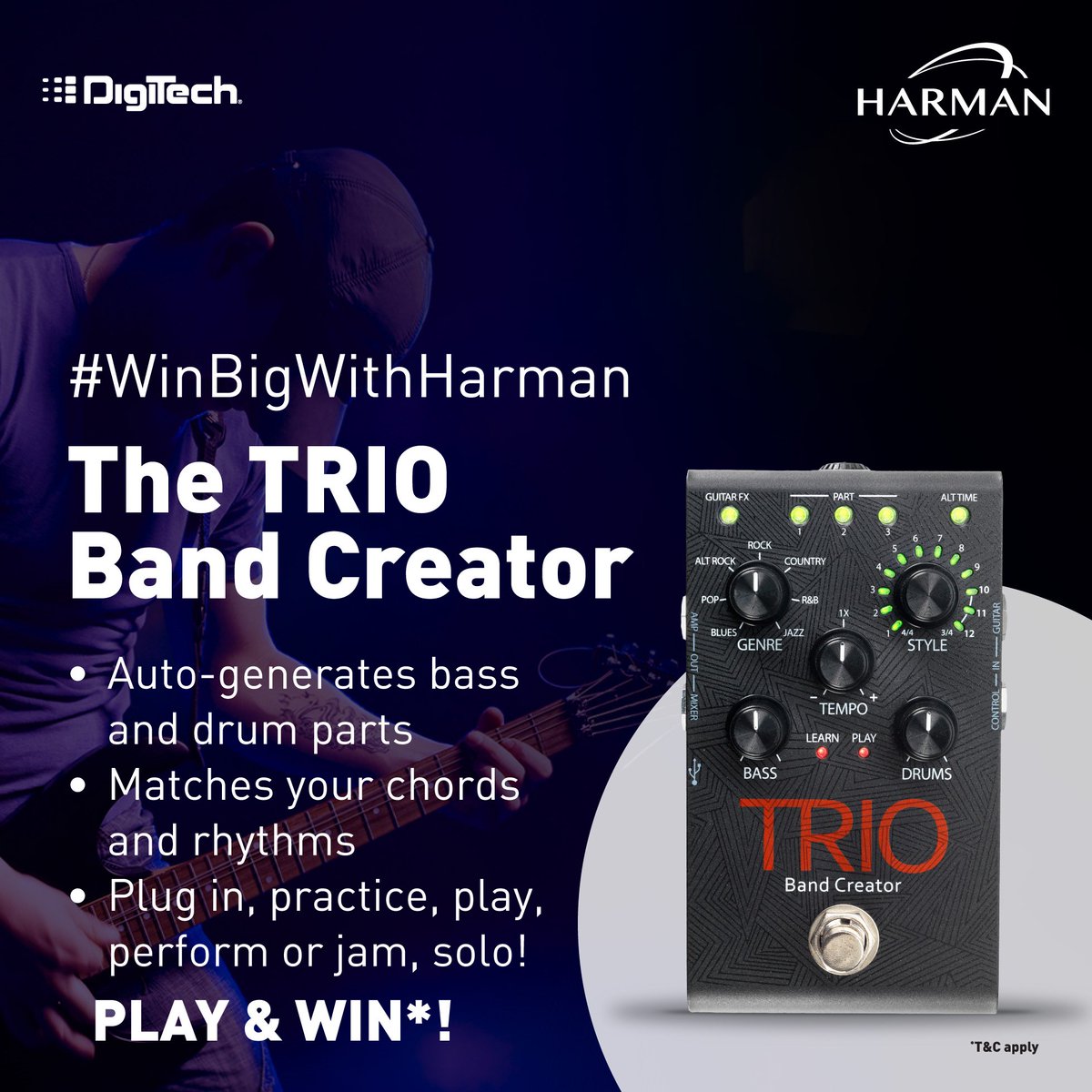 HarmanProIndia's tweet photo. #WinBigWithHarman #Guitarists #Intelligent #GuitarPedal #DigitechTrio #Contest #CelebrityJudge #FloydFernandes #Musician #Performer 12-22Jan https://t.co/oDbspG2zjk
