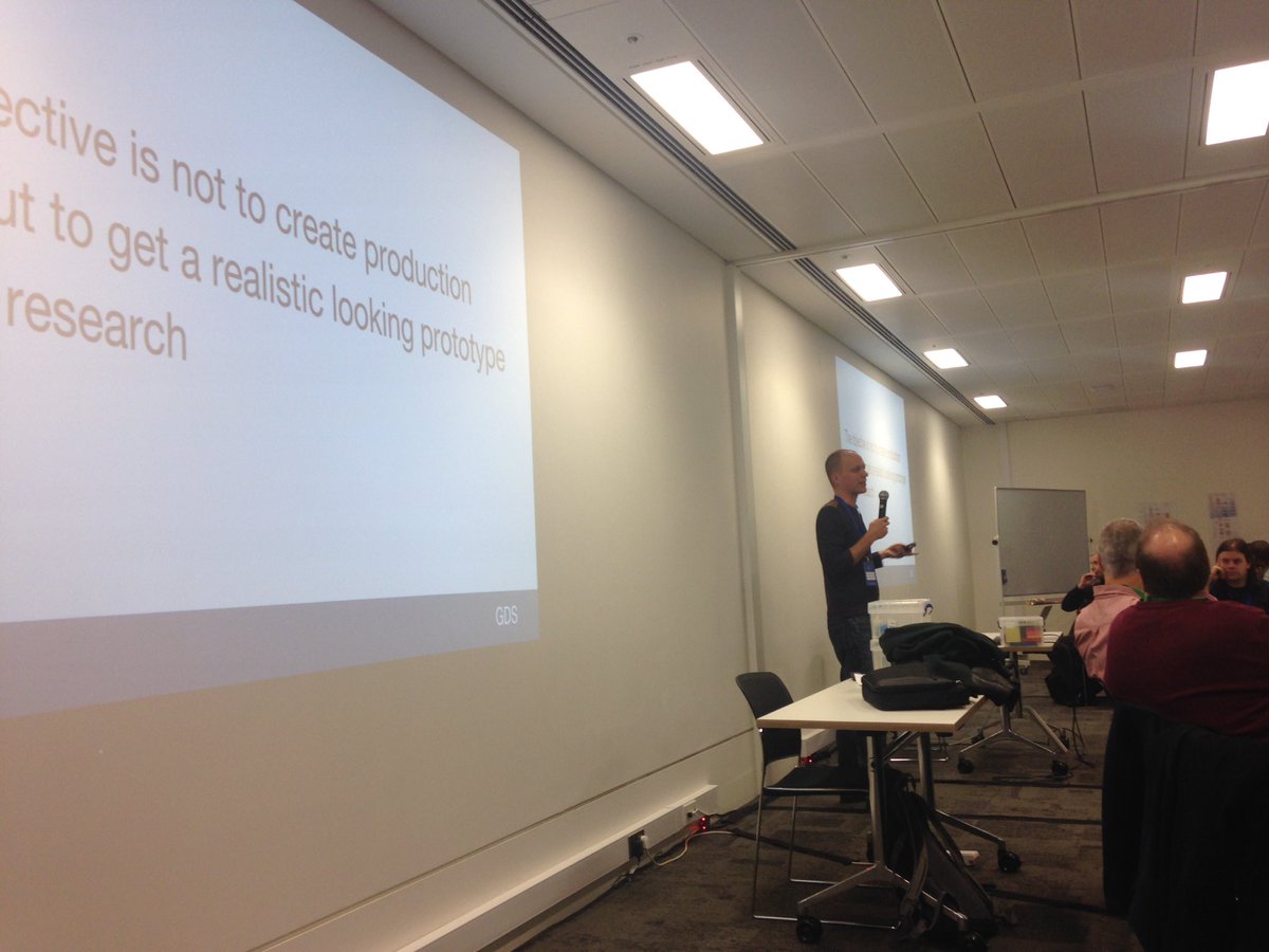 LindaSasta's tweet photo. Our #verifylocal pilots are creating common #localgov #servicepatterns & prototypes. @timpaul explains @gdsteam prototyping toolkit! https://t.co/9pOJz7HEVB