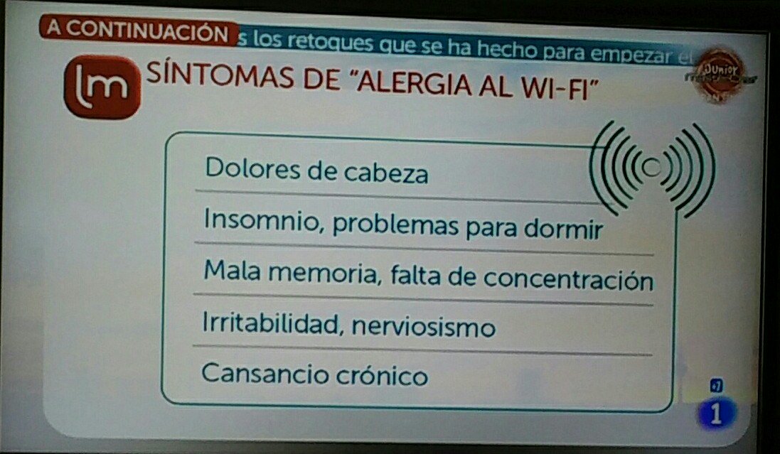 Síntomas de alergia al wifi: Dolor de cabeza, insomnio, problemas para dormir, mala memoria, falta de concentración, irritabilidad, nerviosismo, cansancio crónico