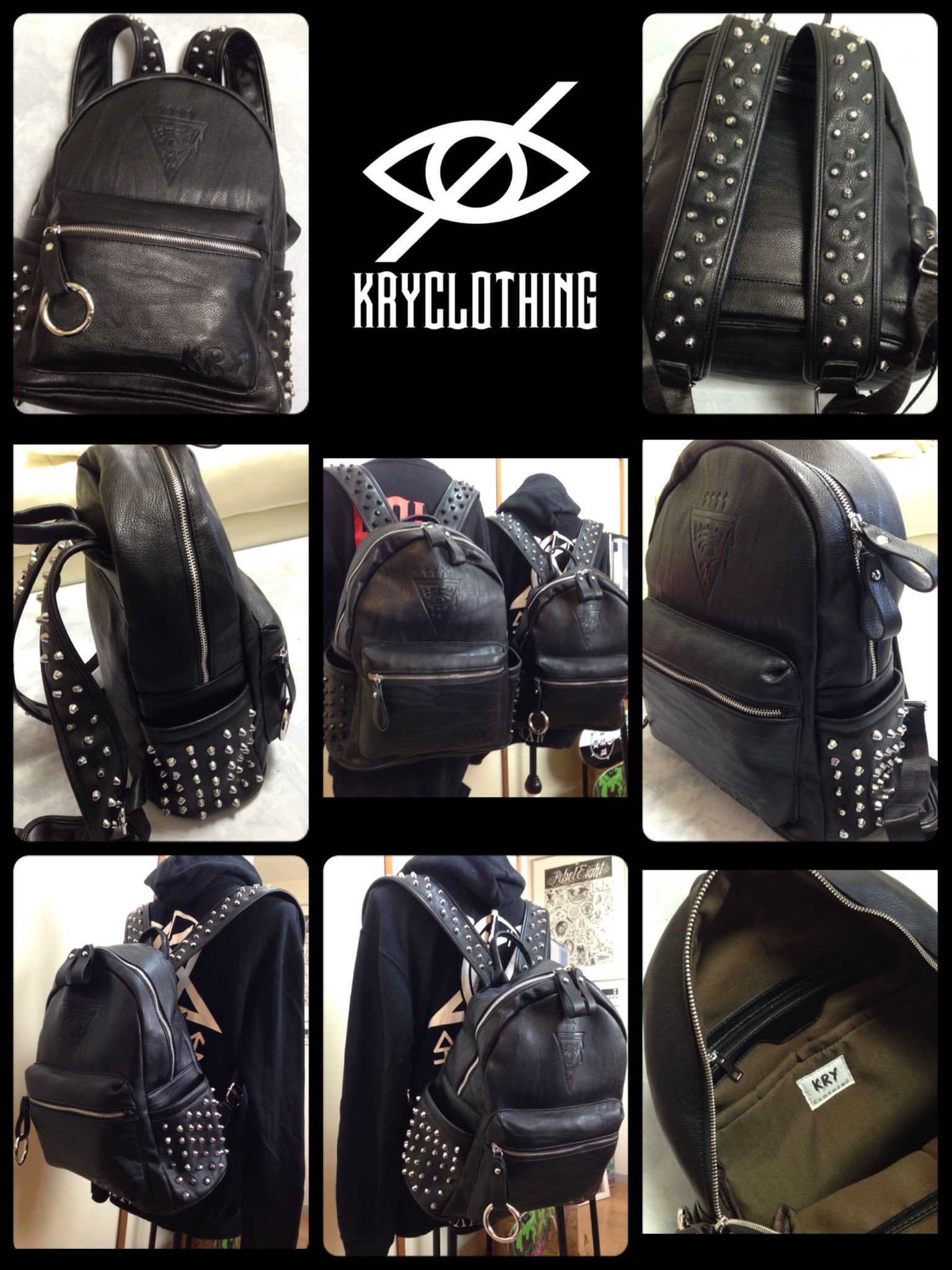 シンプルでおしゃれ KRY clothing「BACKPACK」ブラックスタッズ 完売品