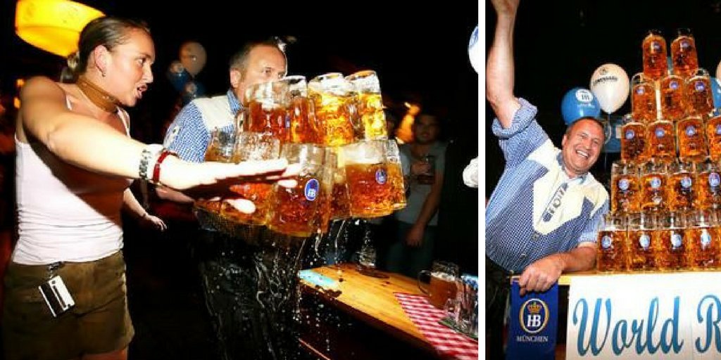 Kāds brīnums, ka alus nešanas rekords pieder vīram, kurš dzimis Bavārijā? :) Viņa vārds - Reinhard Wurtz