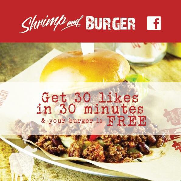 Can you get 30 likes in 30 mins on FB or #instagram - then take our challenge and u could win your burger for free!