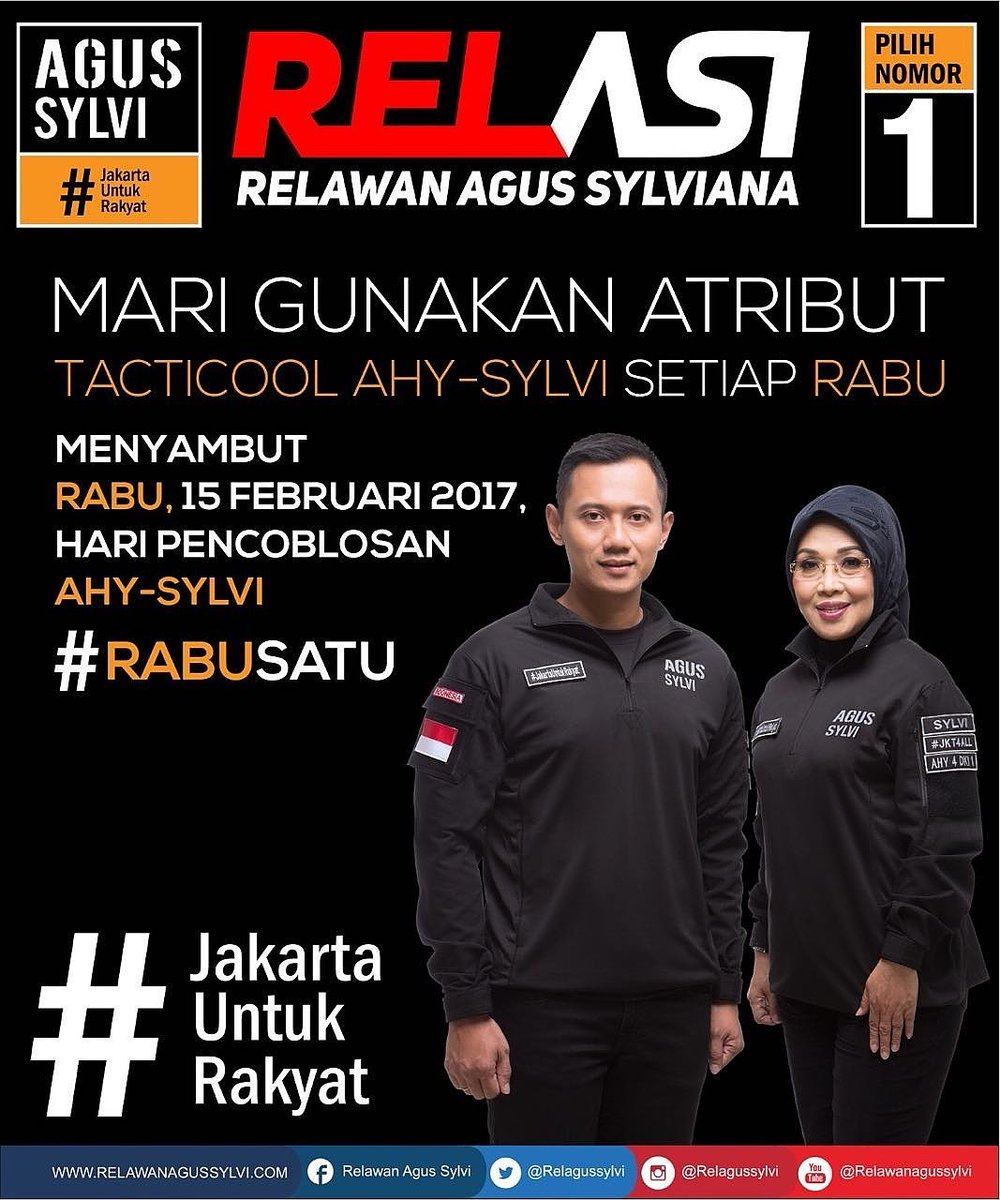 RelAgusSylvi's tweet photo. Besok ya #RabuSatu #SatuUntukSemua #AllForOne #JakartaUntukRakyat #AhyforDki #AgusSylvi #agussylvidki #Weareone #salam4one #1 #beagoodone https://t.co/Mj55wcQ5Q0