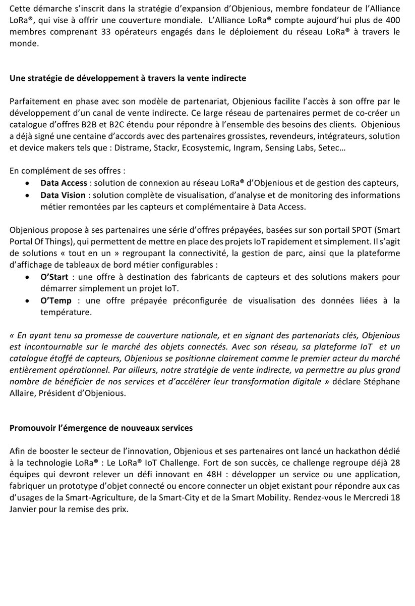 Objenious's tweet photo. @objenious ,1er réseau national dédié aux Objets connectés, annonce la disponibilité de son réseau partout en France et sa stratégie de vi ! https://t.co/rYEYOFRKZ5