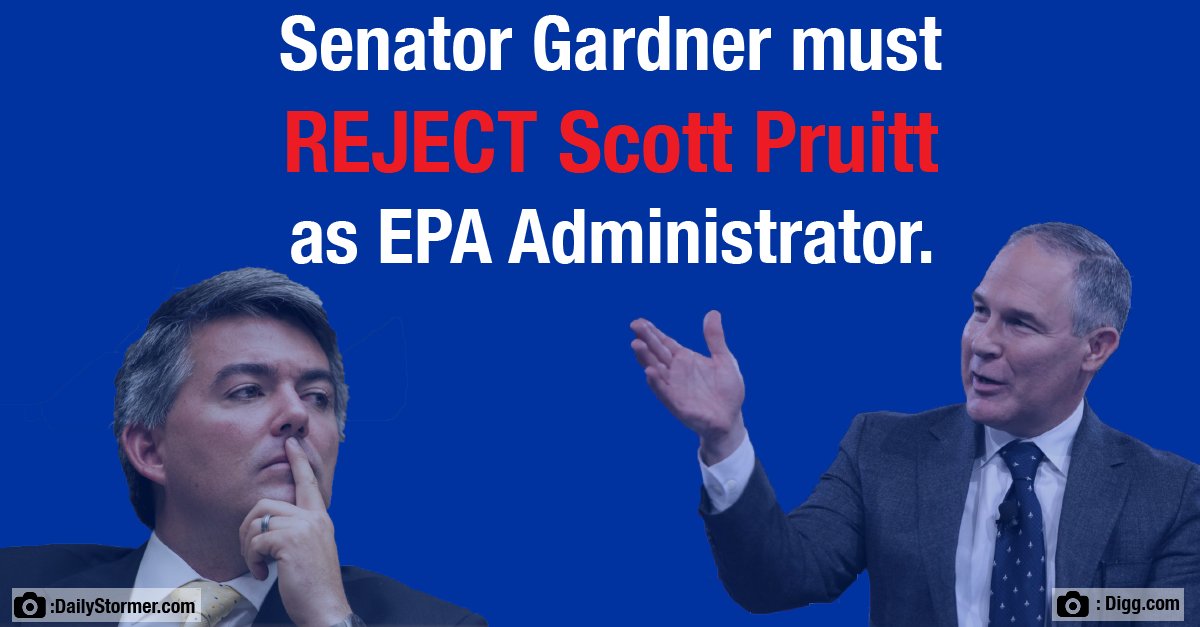 GreenScribbles's tweet photo. Call Senator Gardner (303-391-5777) and tell him to vote NO on a climate denier leading the EPA. #FactsTrumpDenial https://t.co/NBR650wsNJ https://t.co/eK9BHDHVlt