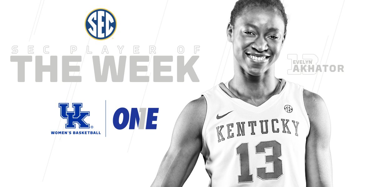 KentuckyWBB's tweet photo. For the third time this season, Evelyn Akhator has been named the SEC Player of the Week! https://t.co/5SEndqhije  #ONE https://t.co/BtOOnHSqn8