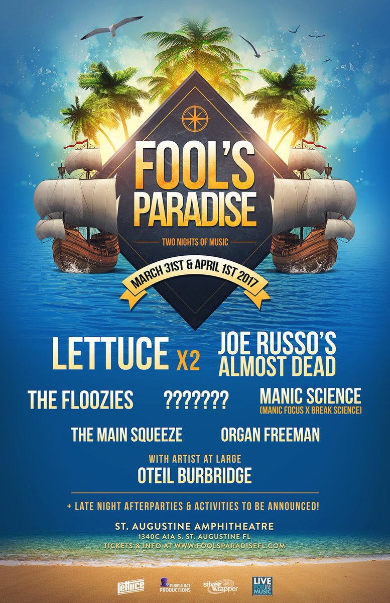CrescentVale's tweet photo. Foolโs Paradise Hosts Two-Day Event at #StAugustine Amphitheatre: https://t.co/EIt1OWLTUq @foolsparadisefl | #FoolsParadiseFL #FunkFools https://t.co/L0l9ulUUWh