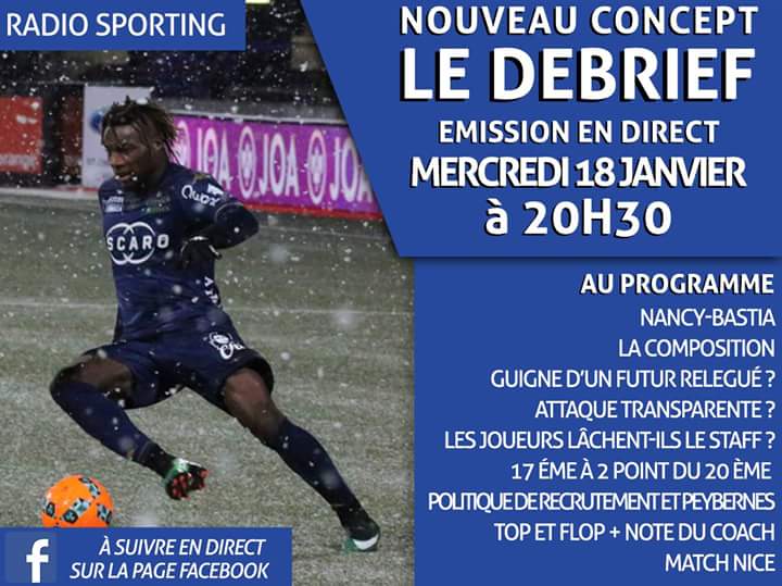 RadioSporting2b's tweet photo. Rendez vous mercredi soir à 20h30 sur notre page Facebook Radio Sporting  pour suivre notre nouvelle émission en direct. A dumane https://t.co/UU2r72qFFk