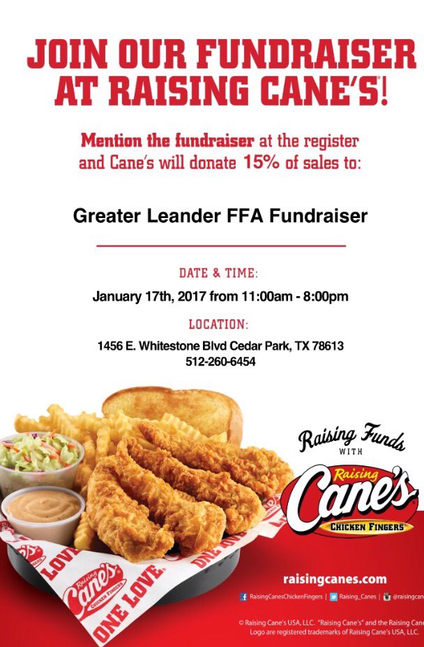 RASING CANES FUNDRAISER TODAY!!!