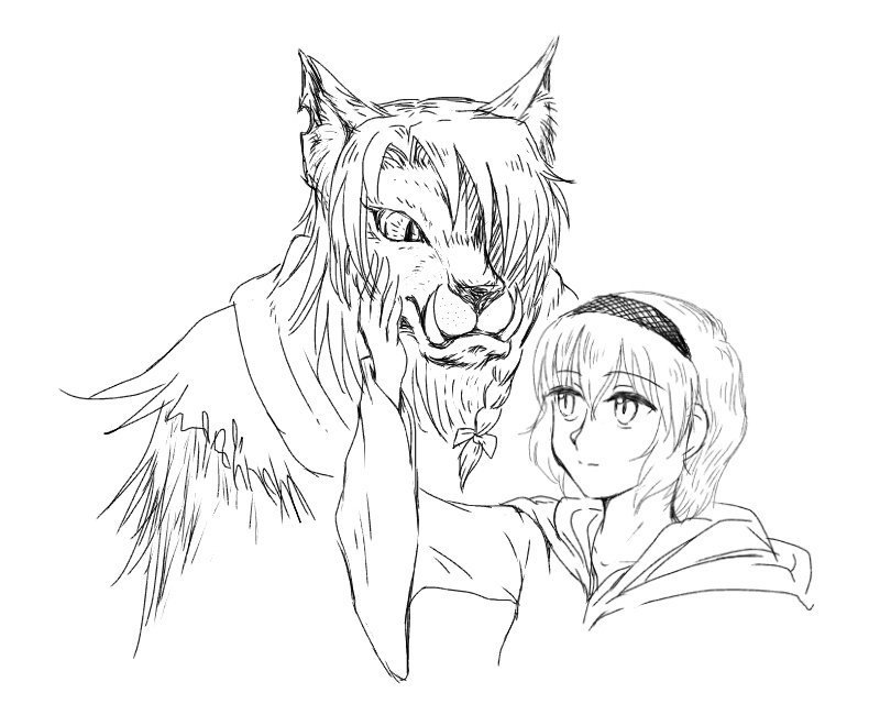 ハチさん作の美女アリスと野獣魔理沙のお話が素敵だったので、指先でちまちま描いた 